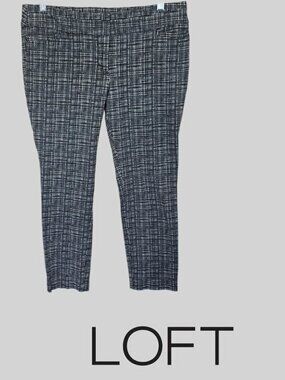 Loft Marissa Skinny Checkered Print Dress Casual Pants Womens Petite 10